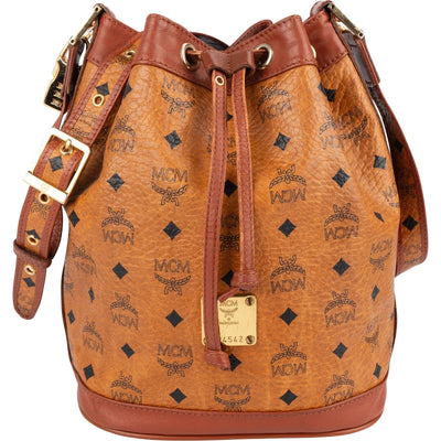 MCM Monogram Visetos Drawstring Bucket Umhängetasche