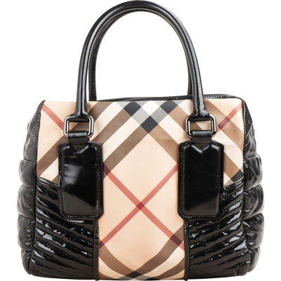 Burberry gewatteerde lakleren Heymarket Check tote-schoudertas