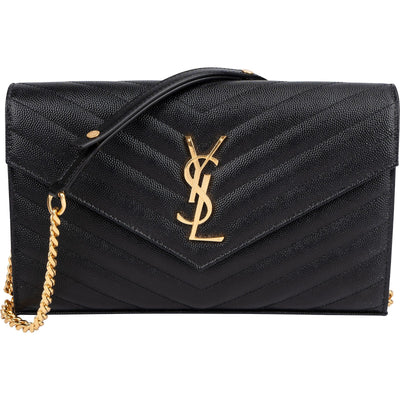 Saint Laurent Grain de Poudre Monogram Wallet On Chain Umhängetasche
