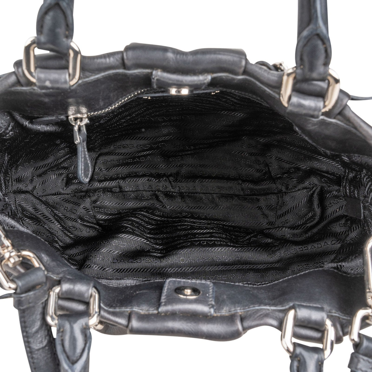 Prada zwarte Soft kalfsleren Gathered Belt Hobo schoudertas