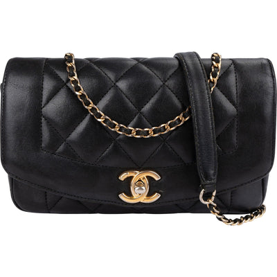 Chanel Quilted Lambskin Diana Single Flap Crossbody Bag