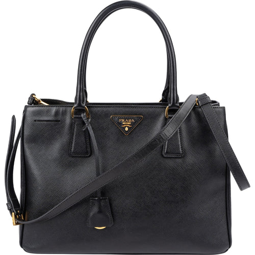 Prada Black Saffiano Leather Galleria Handbag