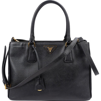 Prada Black Saffiano Leather Galleria Handbag