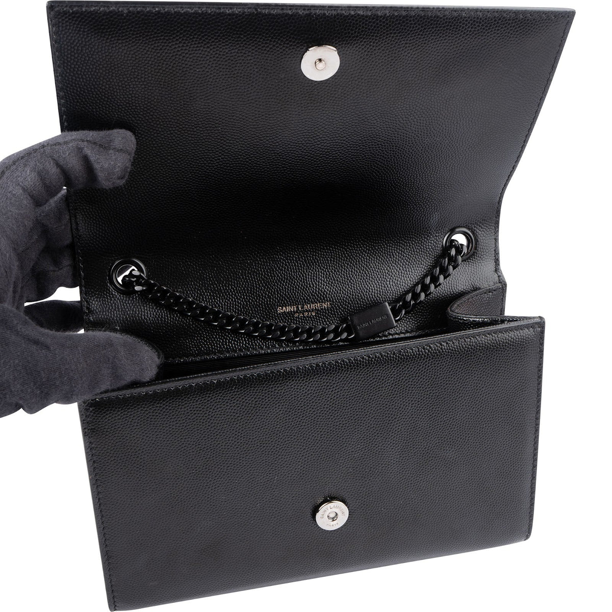 Borsa a tracolla con catena Kate di Saint Laurent in pelle Grain de Poudre