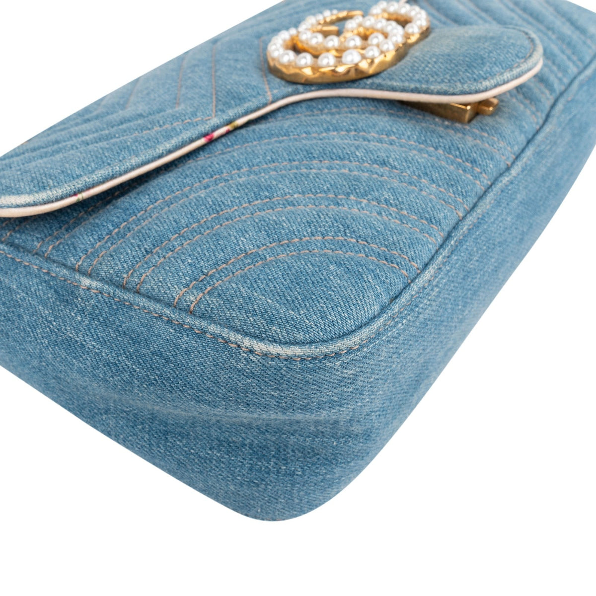 Gucci Denim Matelassé Denim Pearl Marmont Umhängetasche, Bild 7 von 12