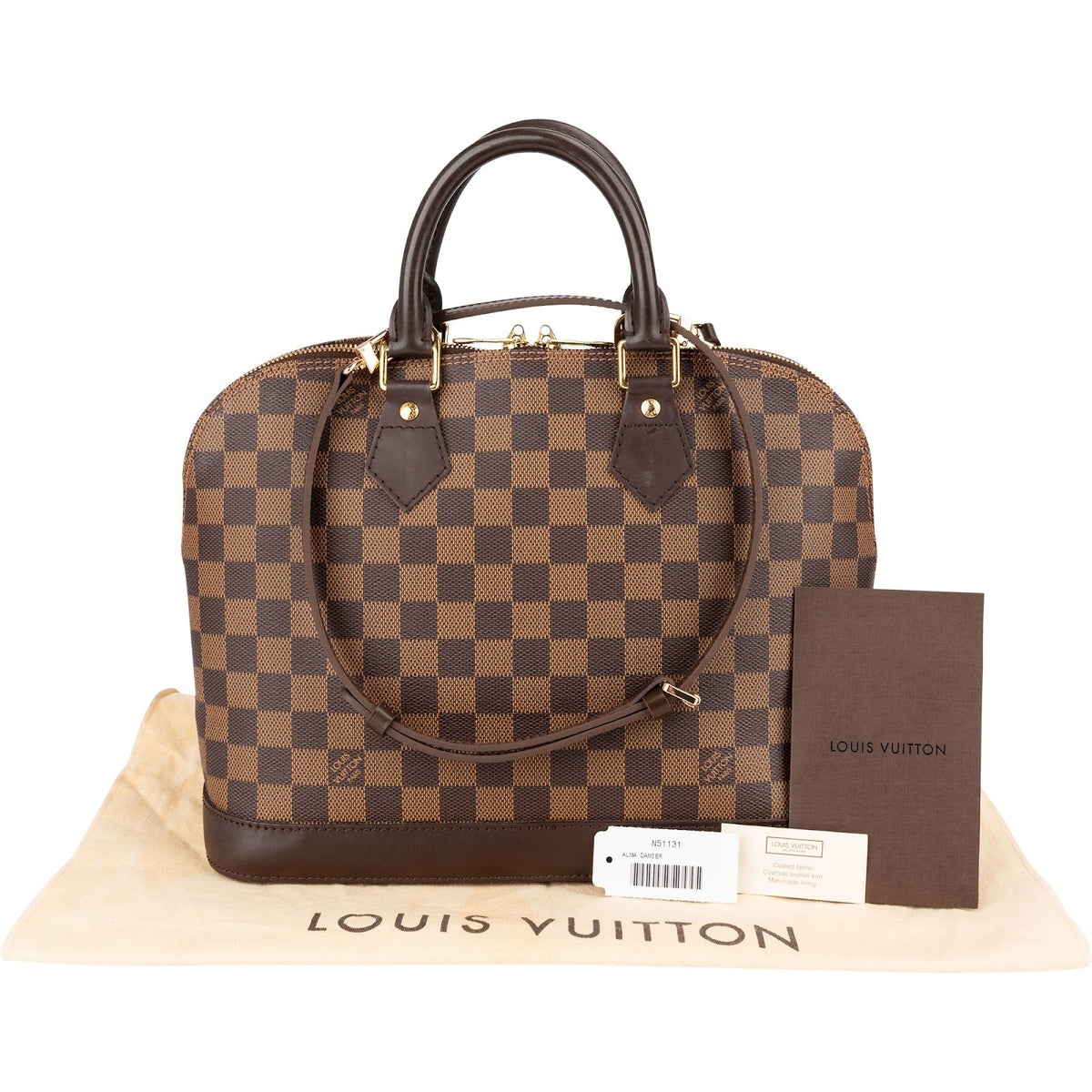 Borsa Louis Vuitton modello Alma PM in tela Monogram e Damier Ebene