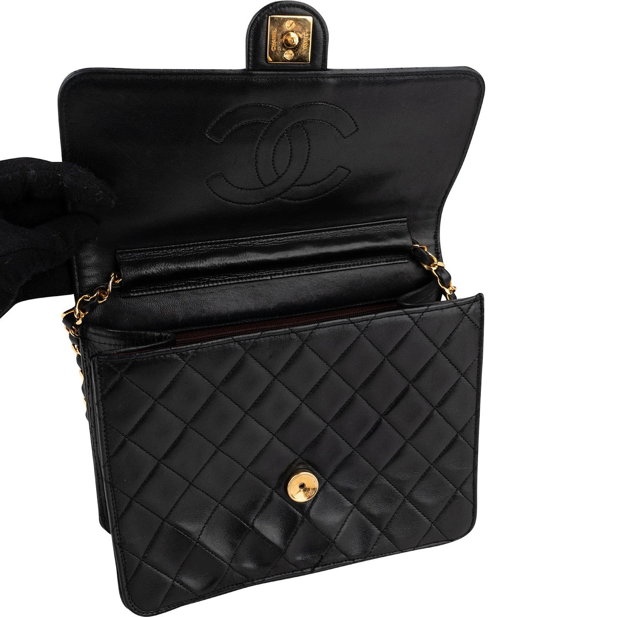 Chanel Lammleder 24K Gold Single Flap Schultertasche, Bild 11 von 14