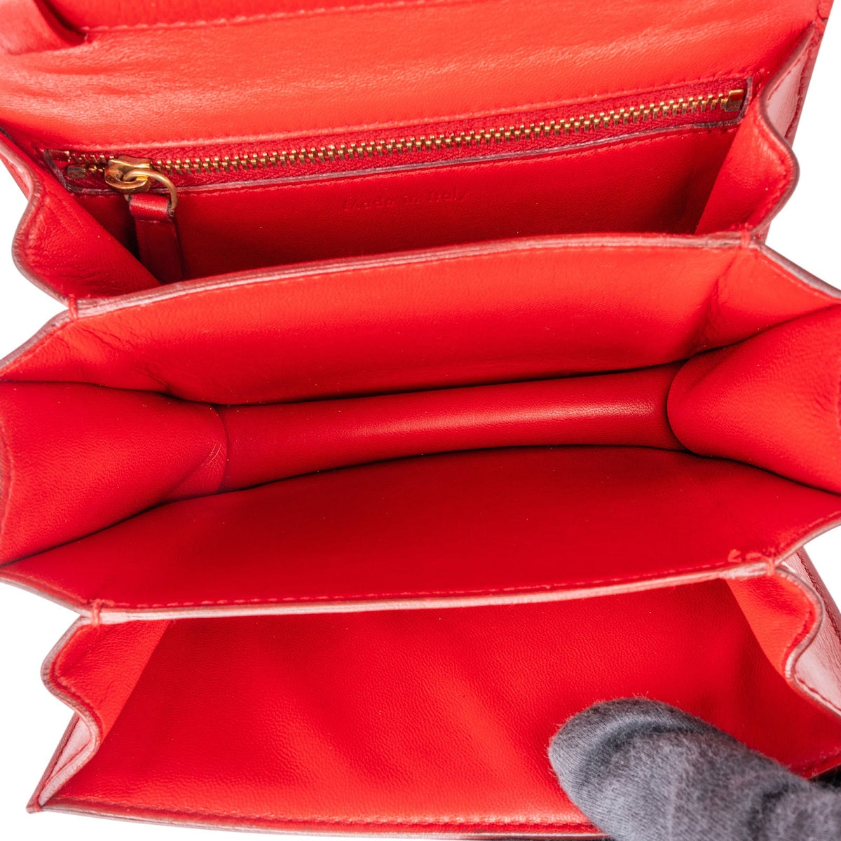 Celine Small Triomphe aus rotem Box-Kalbsleder – Ansicht 9