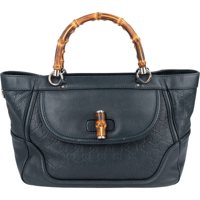 Bolso tote Gucci Guccissima de piel con asa superior de bambú
