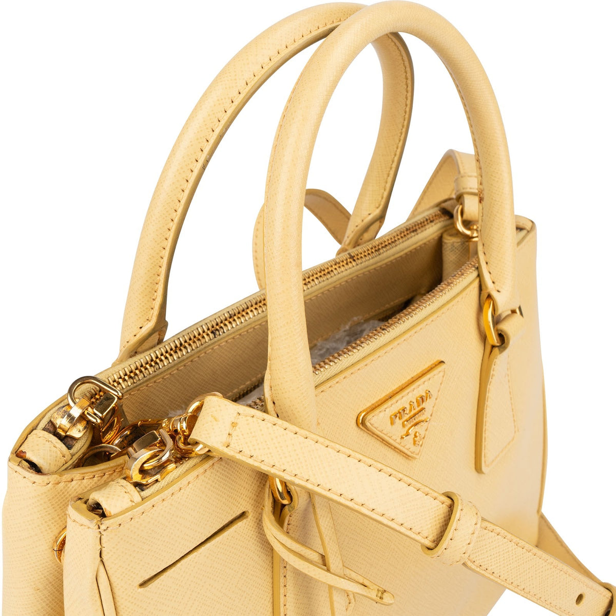 Prada Gelb Saffiano Leder Small Galleria Handtasche, Bild 3 von 15