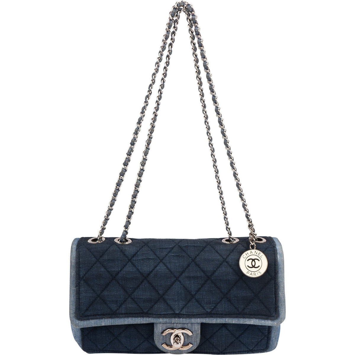 Borsa a tracolla Chanel Medium Single Flap in denim trapuntato