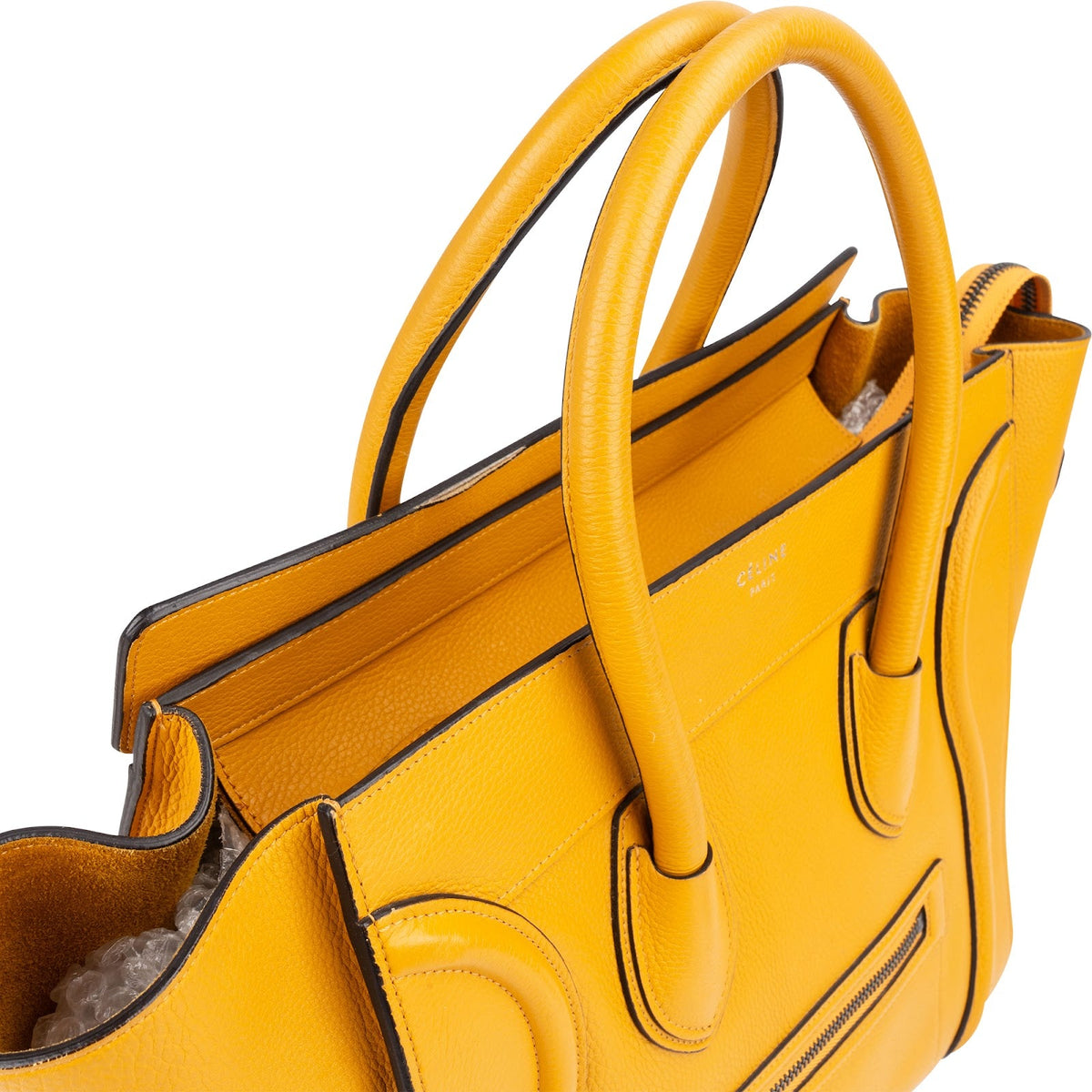 Celine Luggage Tote aus gelbem Drummed-Kalbsleder – Ansicht 3