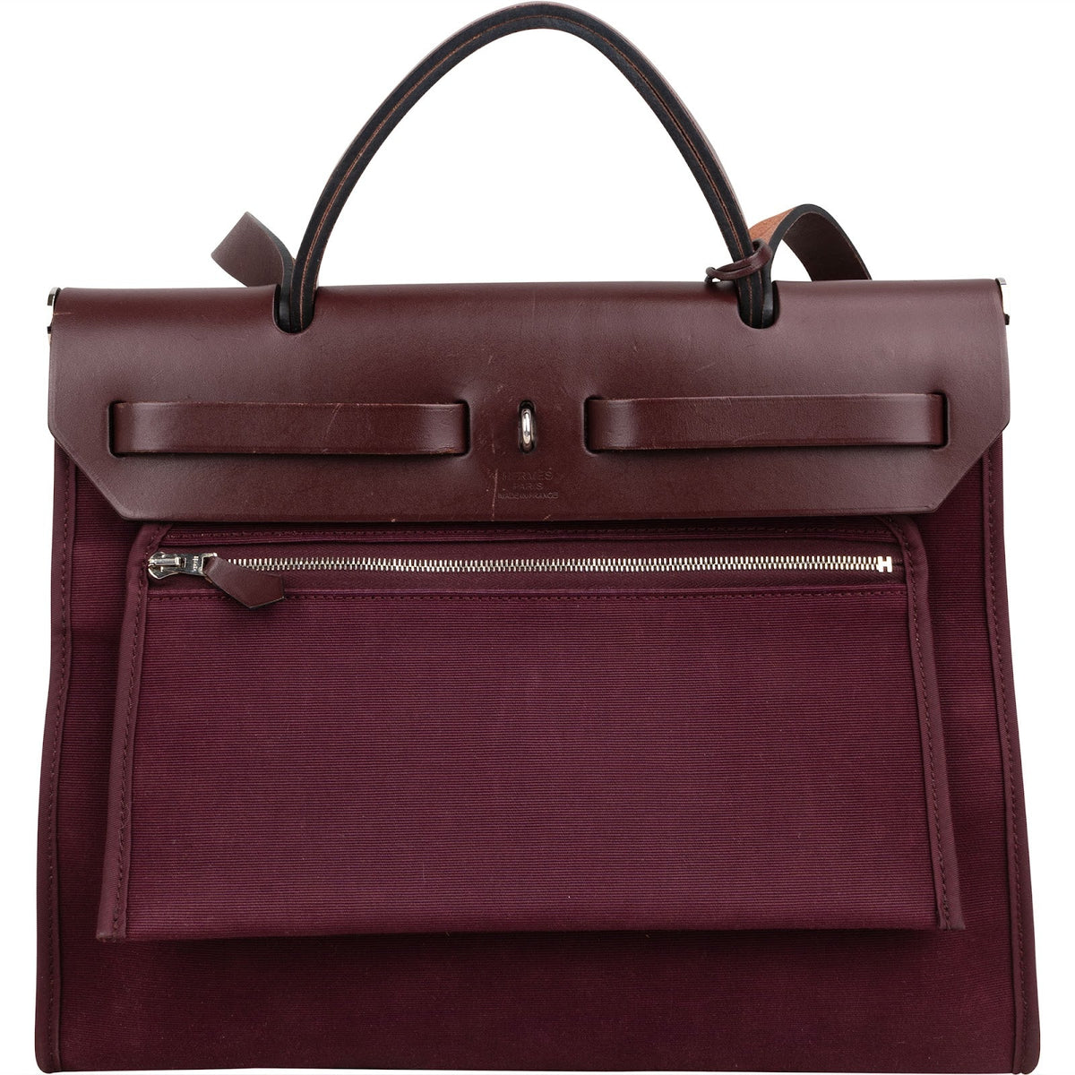 Sac bandoulière Hermès Classic Herbag 31 Zip en coton bordeaux