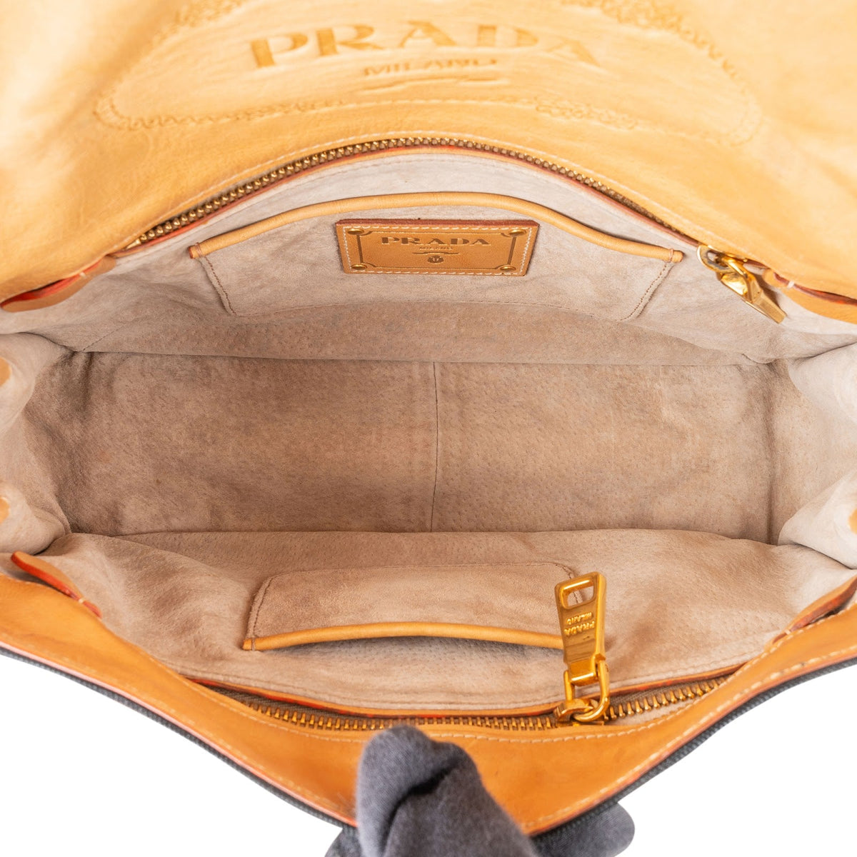 Prada Small Coffer aus gestreiftem Canvas – Ansicht 8
