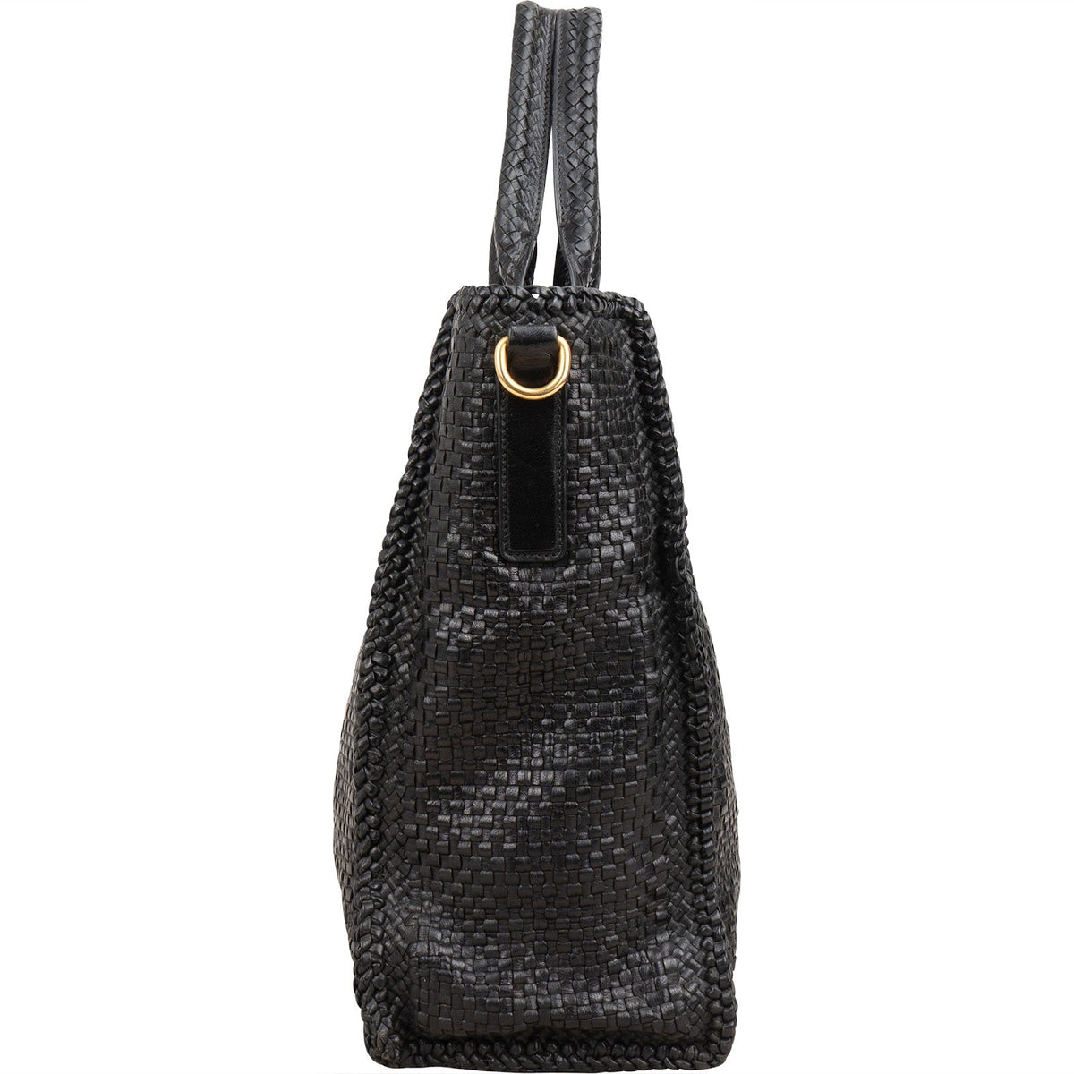 Prada Limited India Black Woven Leather Large Tote Handbag