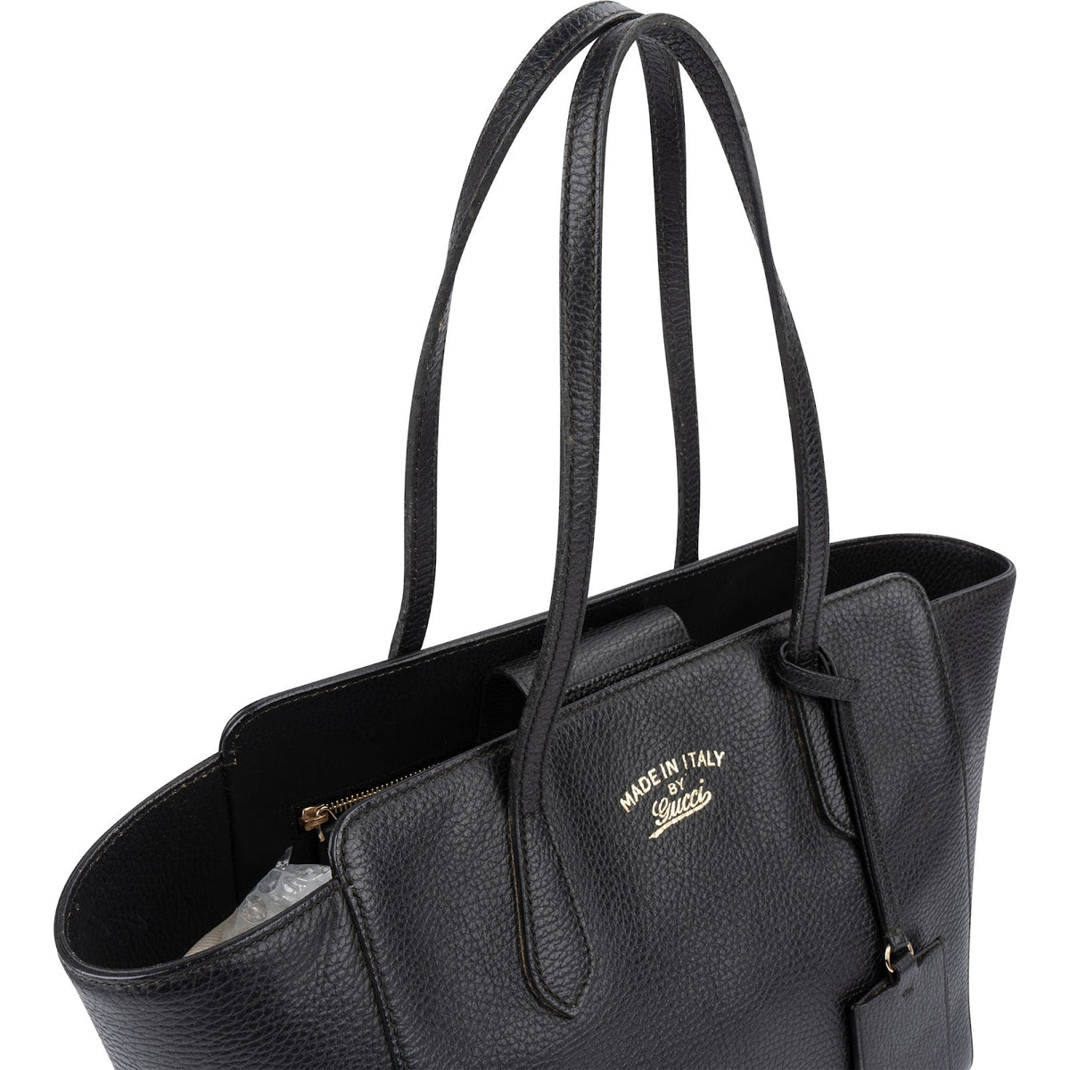 Sac cabas Gucci Swing en cuir grainé noir