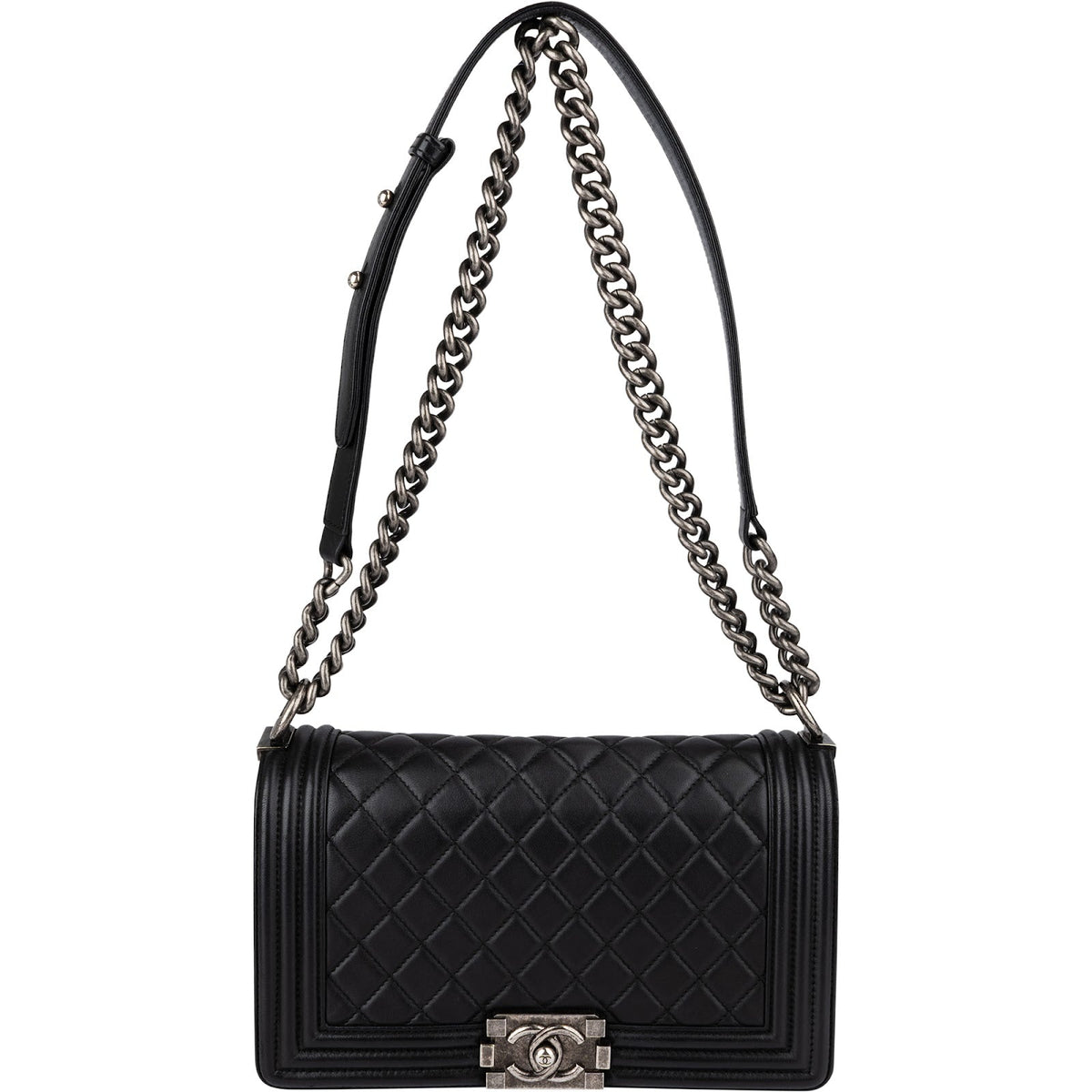 Chanel Medium Boy Single Flap aus gestepptem Lammleder – Ansicht 10