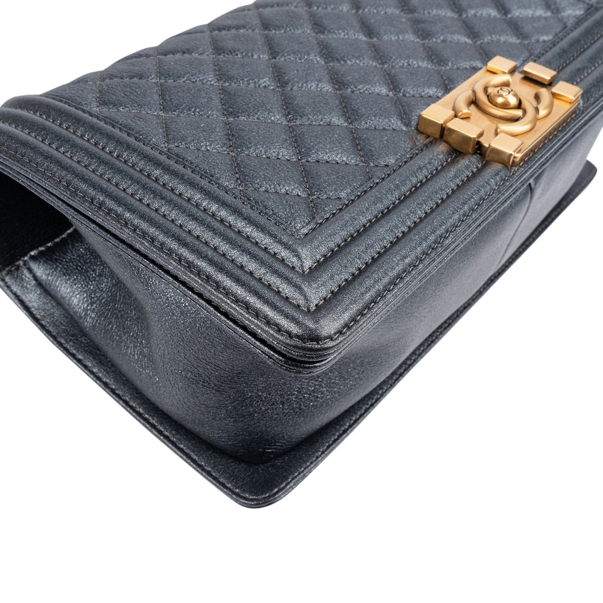 Chanel Quilted Grained Calfskin Medium Boy Single Flap Crossbody Bag