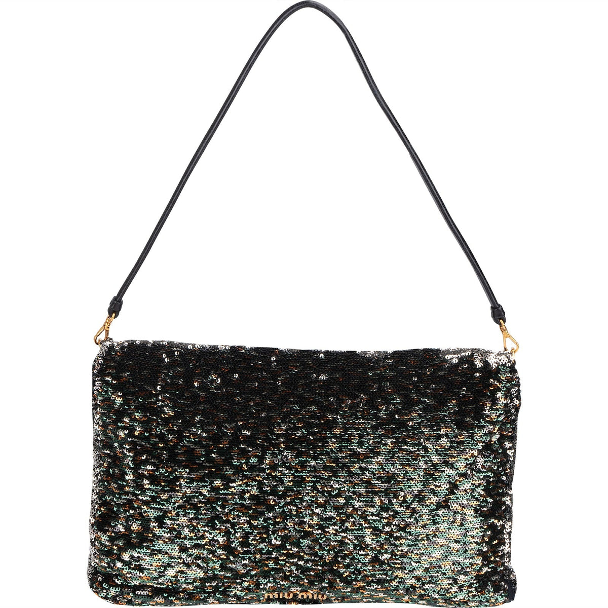 Bolso de hombro Hobo con solapa de lentejuelas bicolor Miu Miu