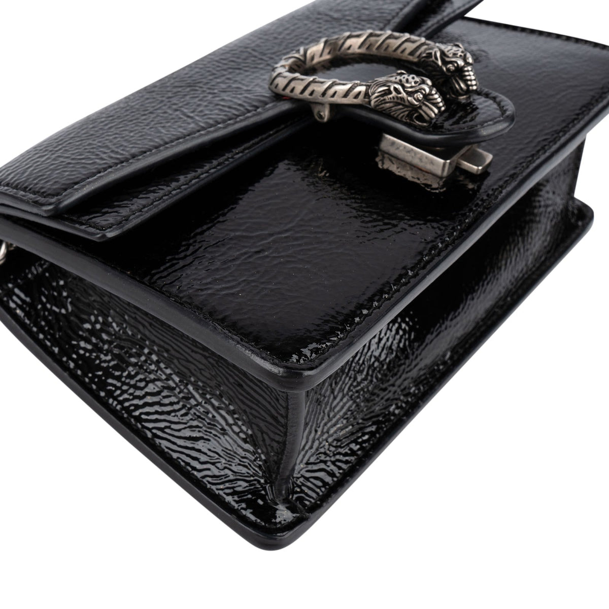 Gucci Dionysus Super Mini Crossbody Bag in Wrinkled Patent Leather