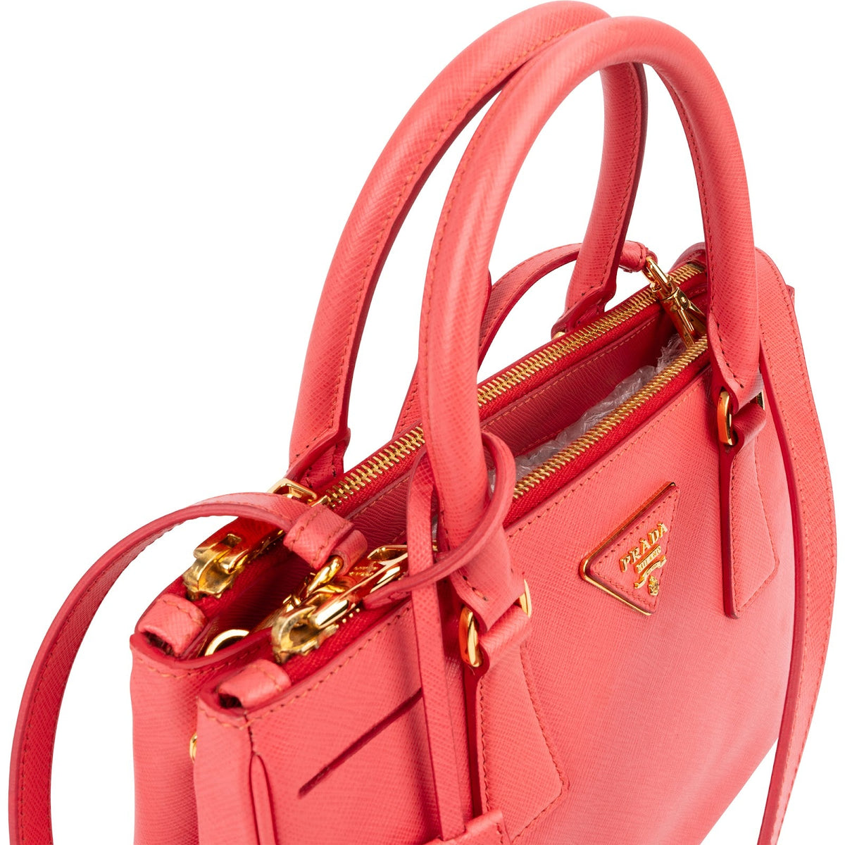 Bolso pequeño Galleria de Prada en piel Saffiano rosa