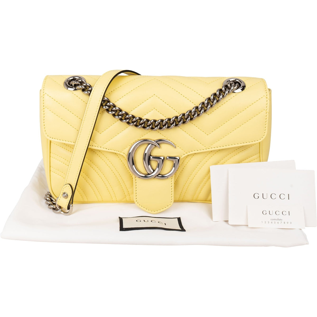 Bolso bandolera Gucci Marmont en piel matelassé amarillo intenso