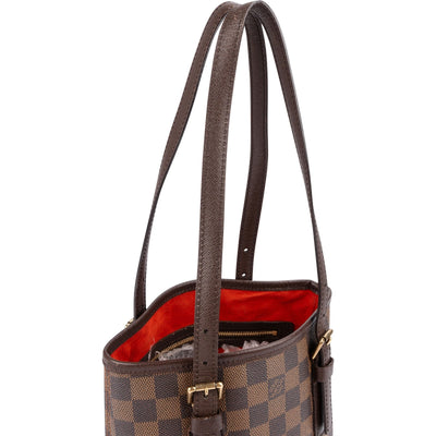 Borsa a spalla Louis Vuitton Marais Bucket PM in tela Monogram Damier Ebene