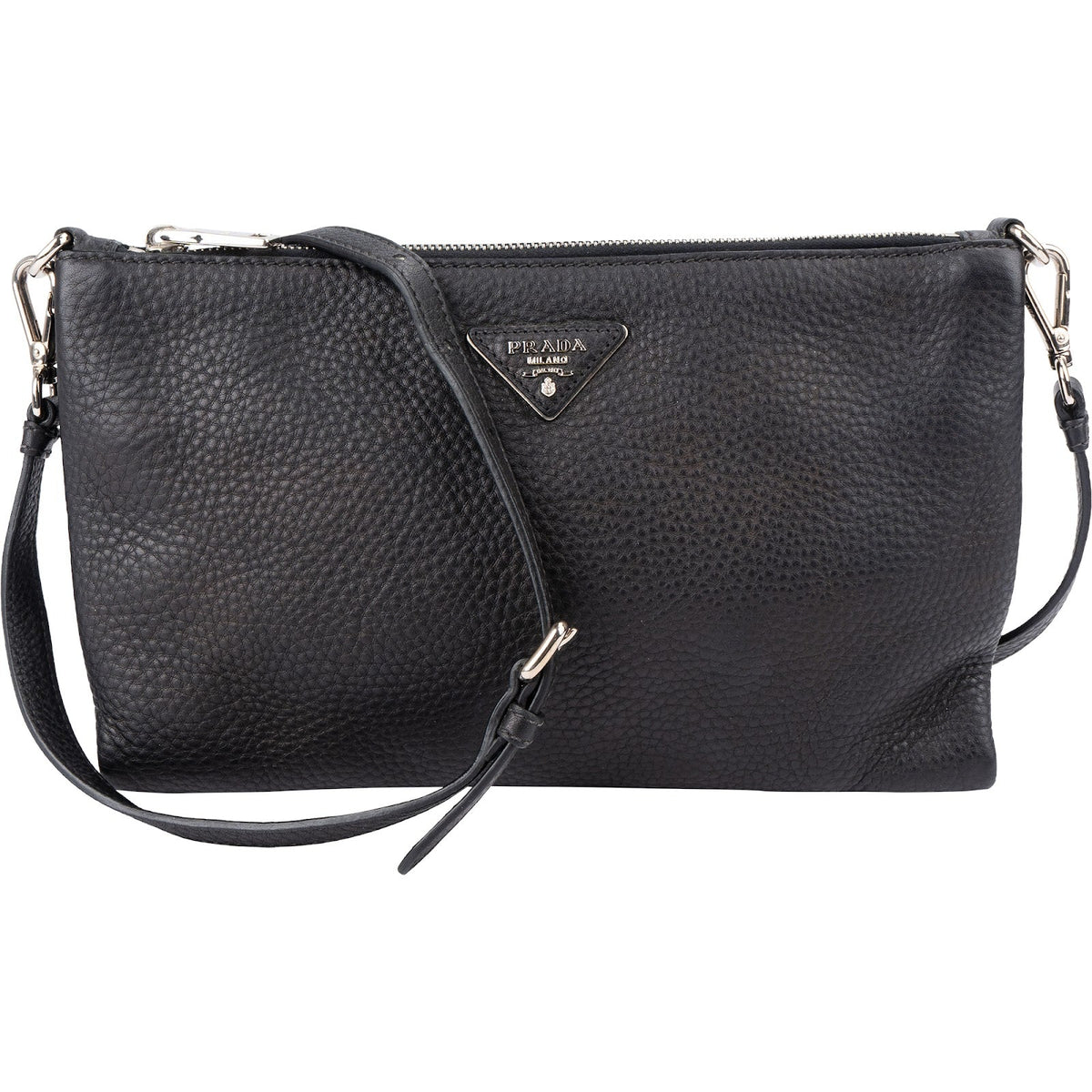 Prada Black Pebbled Leather Crossbody Bag
