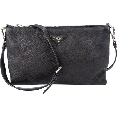 Prada Black Pebbled Leather Crossbody Bag