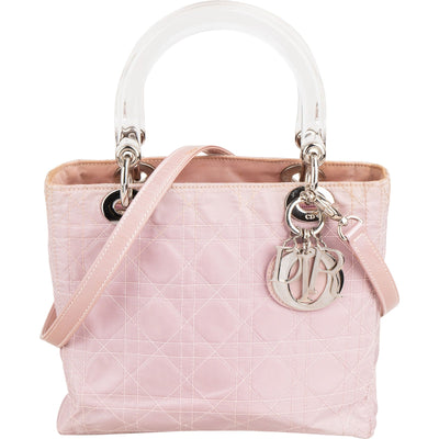 Christian Dior Nylon Cannage Transparent Lady Dior Handbag