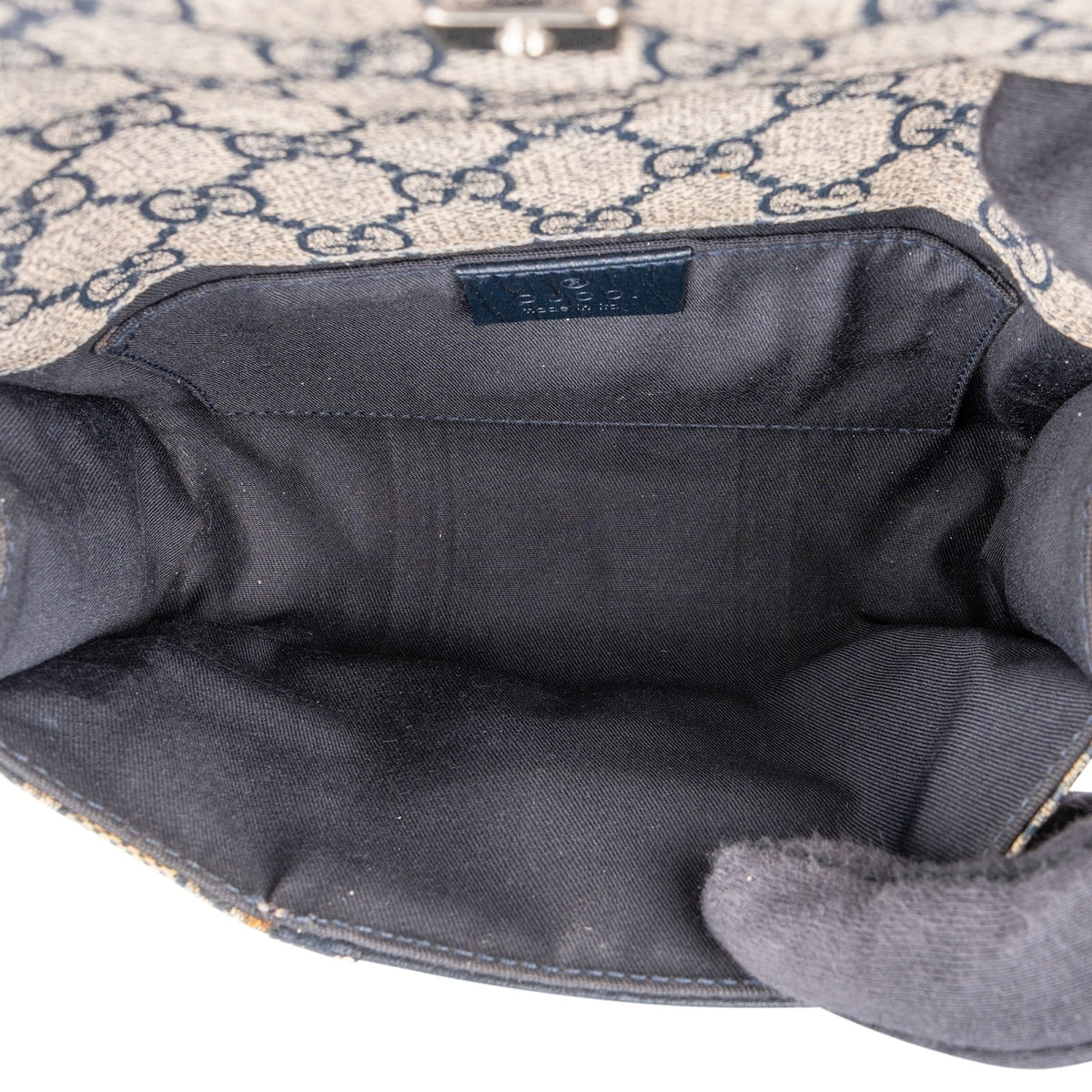 Gucci Blau Leder GG Supreme Web Belt Umhängetasche, Bild 6 von 9