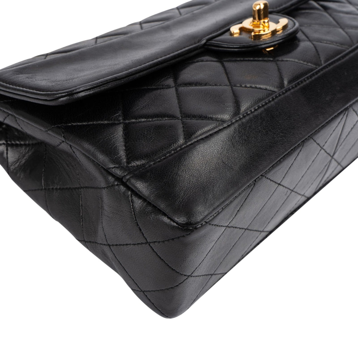 Chanel gewatteerde lamsleren 24K gouden Clip Single Flap schoudertas