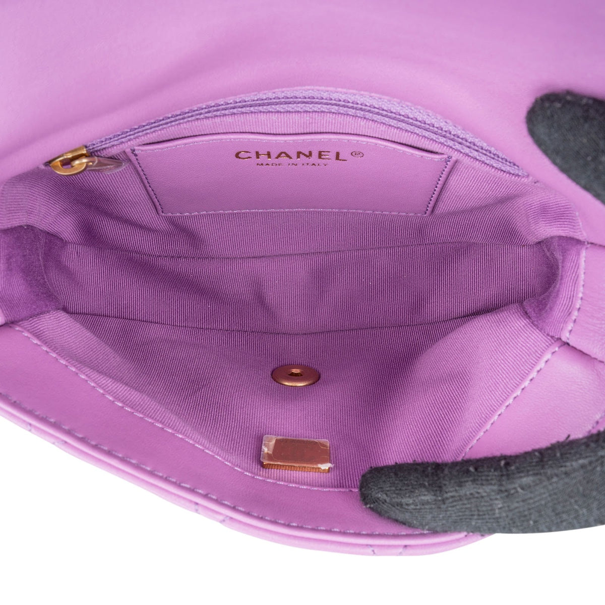 Chanel gewatteerde lamsleren schoudertas met dikke ketting en rechthoekige flap