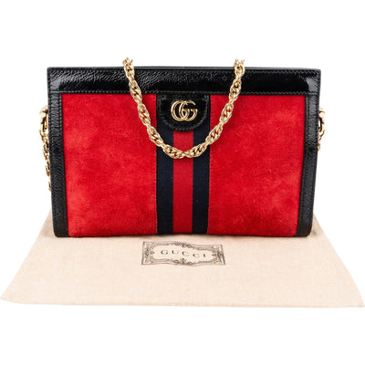 Gucci Ophidia schoudertas van suède en lakleer