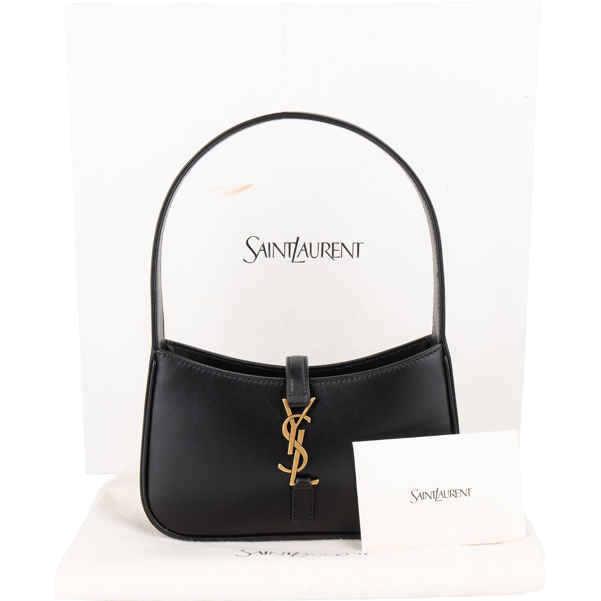 Saint Laurent zwarte leren 5 à 7 mini hobo-handtas