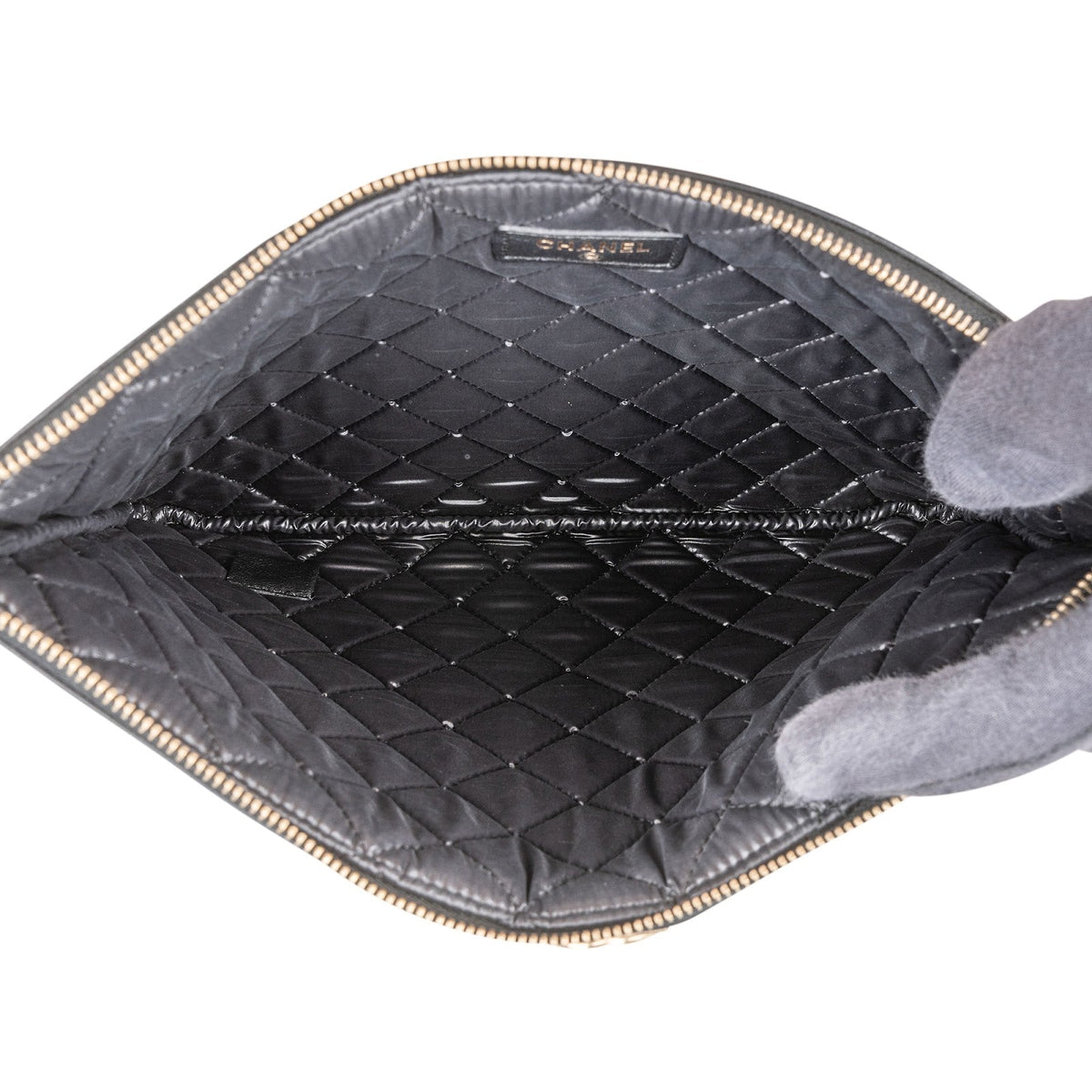 Chanel Black Quilted Lambskin Small CC Boy Clutch