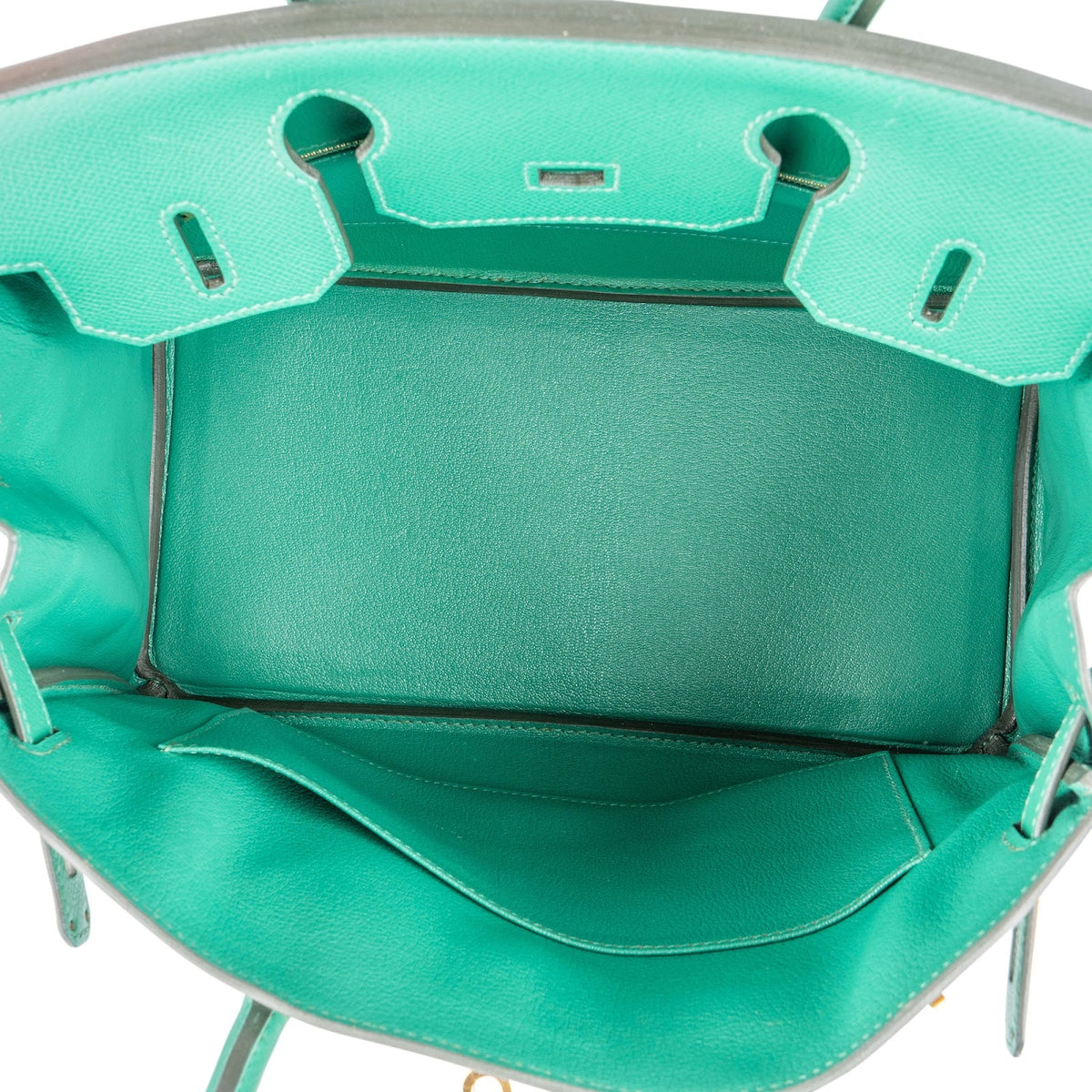 Borsa Birkin 30 Hermès in pelle Epsom color Vert Vertigo con hardware oro