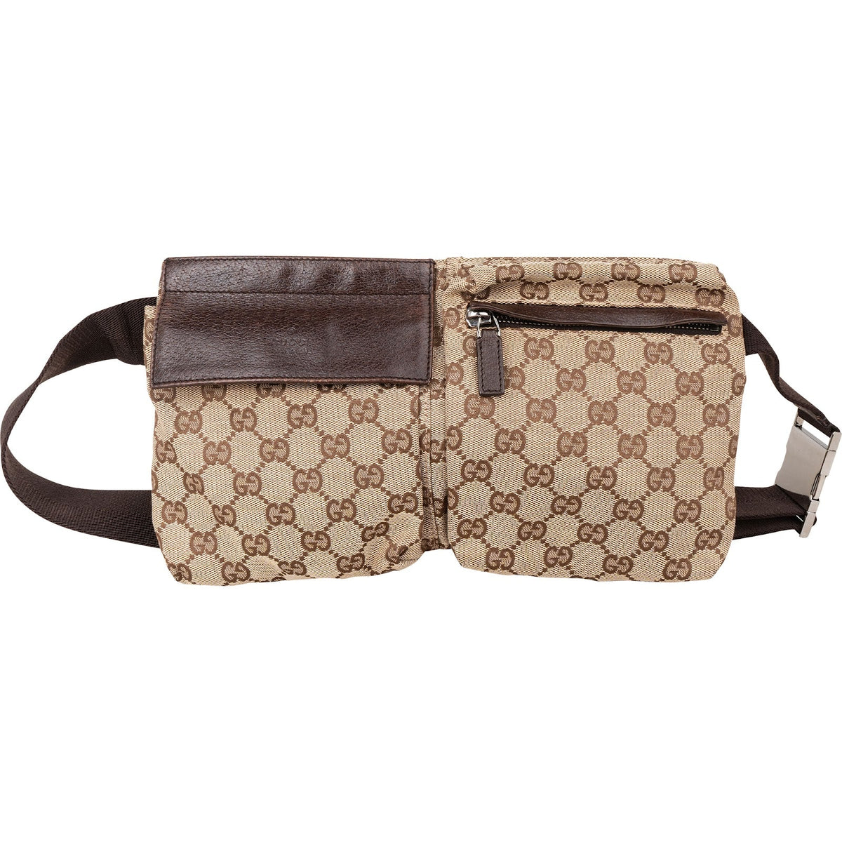 Gucci Grained Monogram GG Canvas Crossbody aus Canvas und Leder – Vorderansicht
