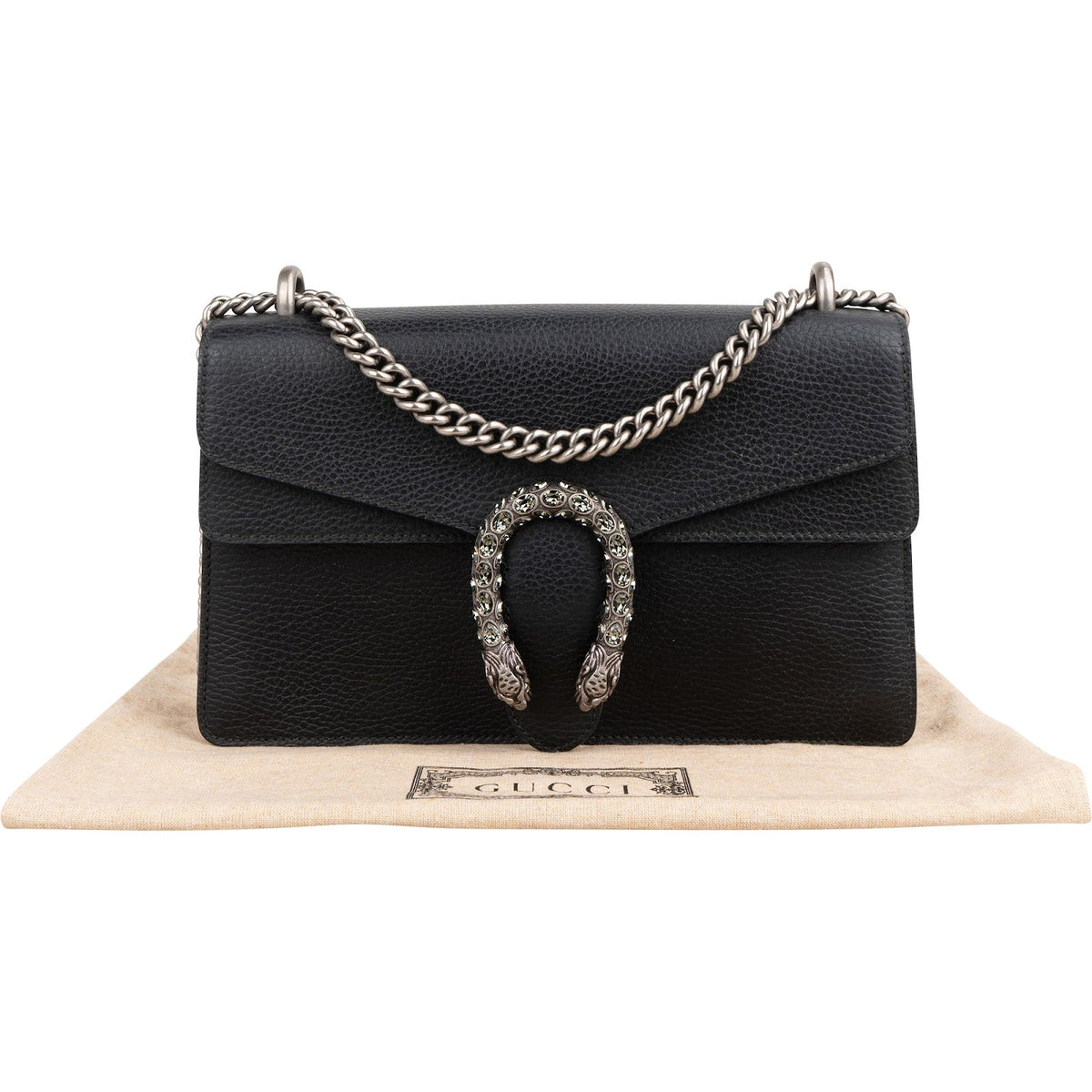 Borsa a spalla Gucci Dionysus con cristalli in pelle martellata