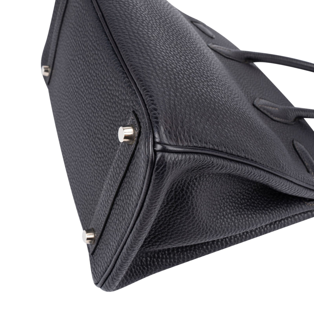 Borsa a mano Hermès Palladium Birkin 30 in pelle Togo Dark Navy Bleu