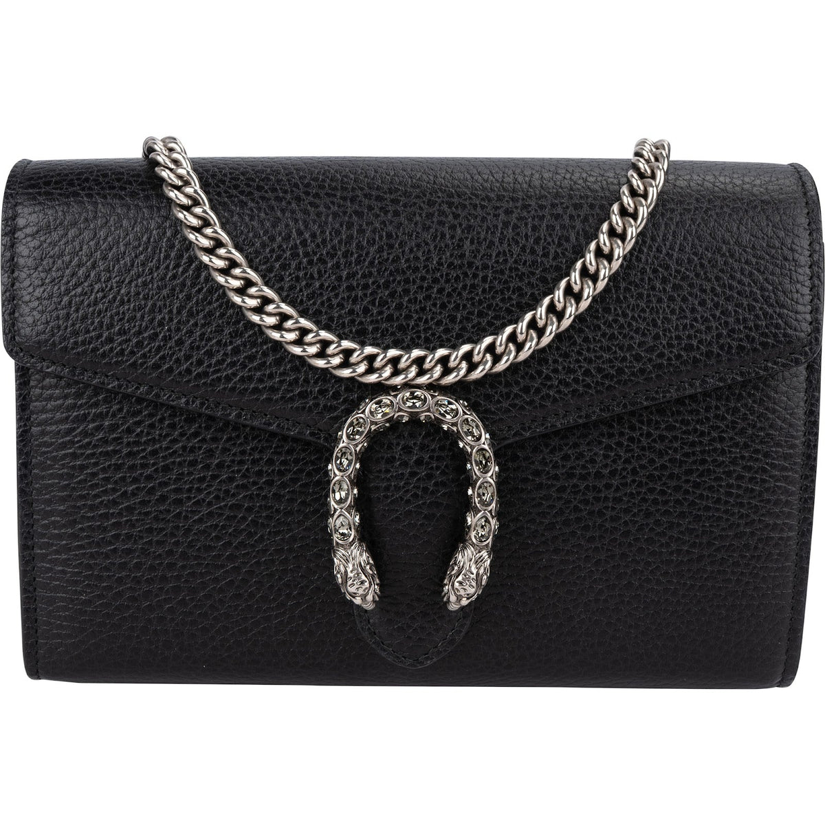 Gucci Grained Leather Dionysus Crystal Super Mini Crossbody Bag
