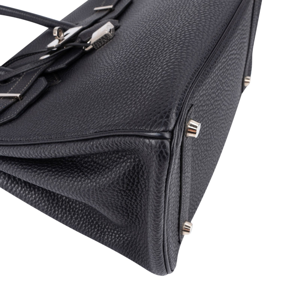 Borsa a mano Hermès Palladium Birkin 30 in pelle Togo Dark Navy Bleu