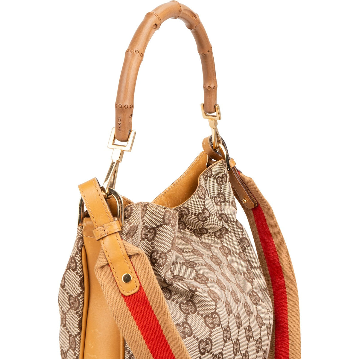 Gucci Monogram GG Canvas Bamboo Handle Schoudertas