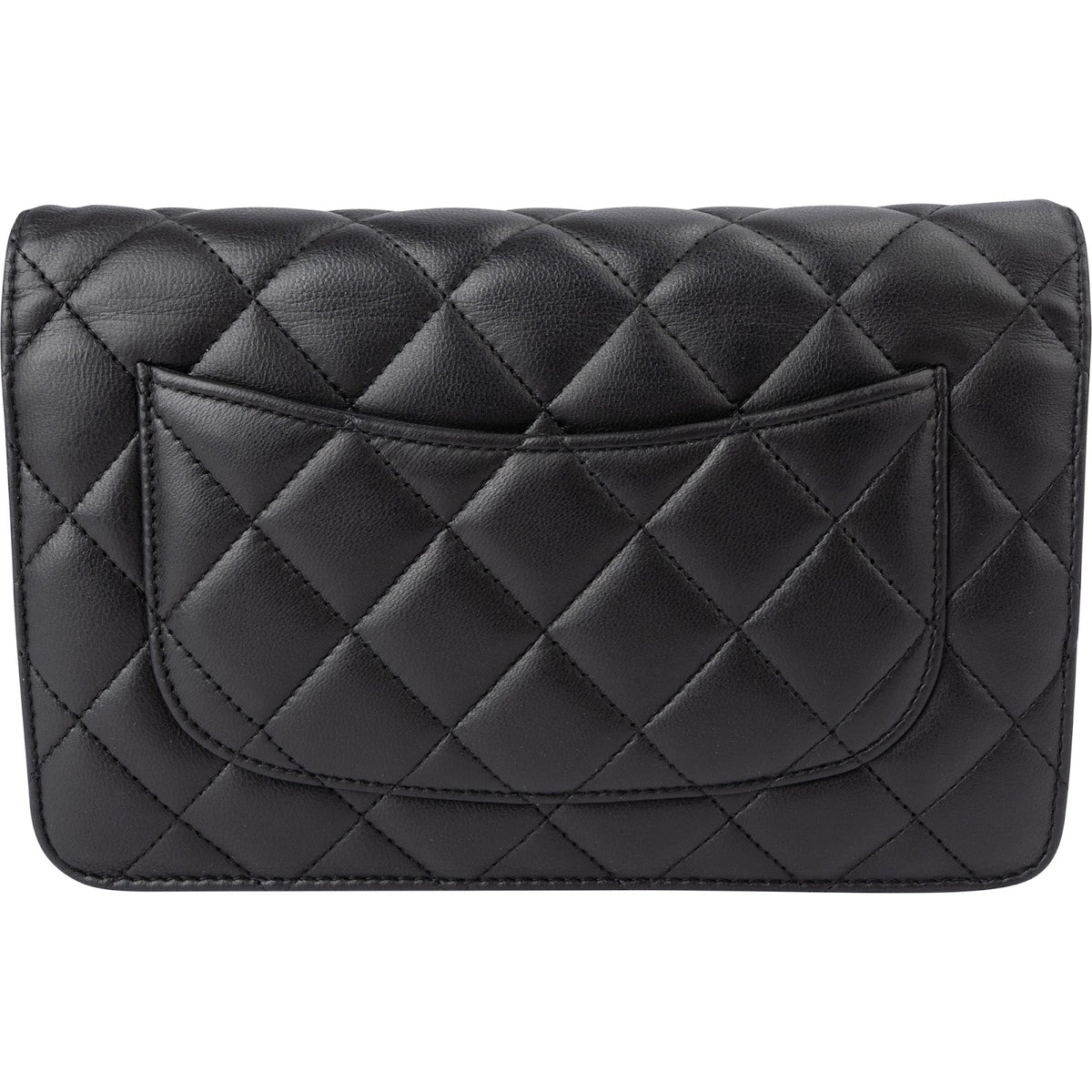 Chanel Quilted Lambskin Palladium Wallet On Chain Crossbody Bag