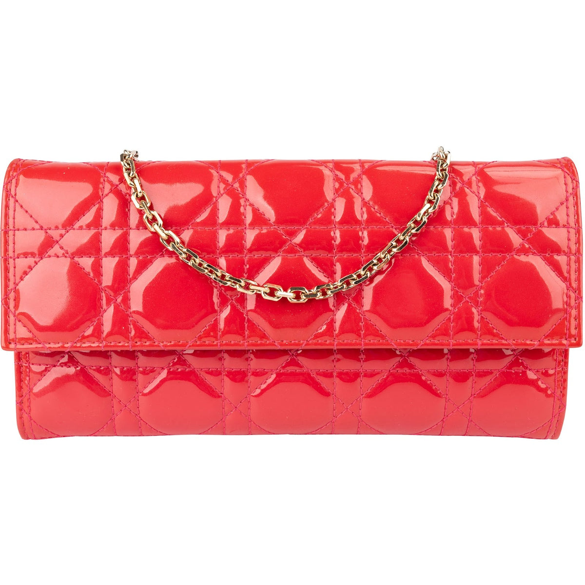 Sac bandoulière Wallet On Chain Christian Dior en cuir verni motif Cannage