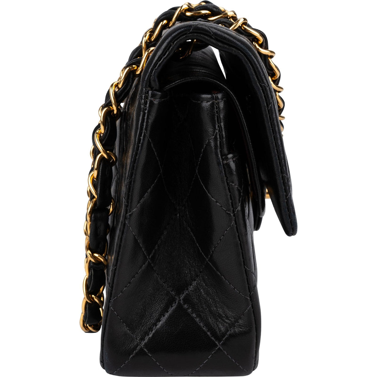 Borsa a spalla Chanel Small Double Flap in pelle di agnello trapuntata con finiture in oro 24K