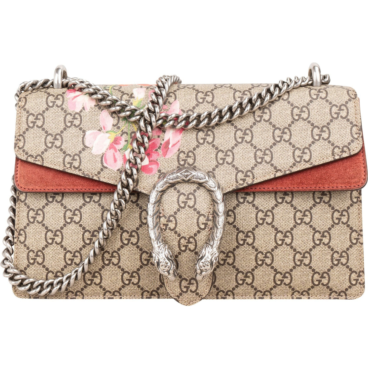 Gucci GG Supreme Floral Print Dionysus aus GG Supreme Canvas und Wildleder – Vorderansicht