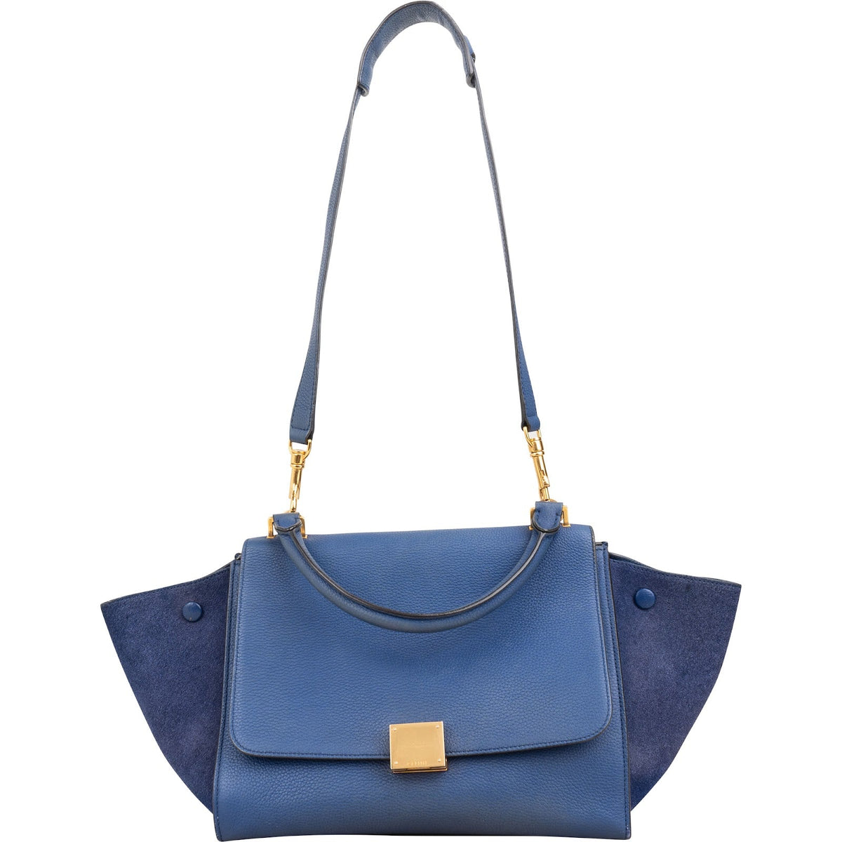 Celine Trapeze aus blauem Wildleder und genarbtem Kalbsleder – Ansicht 9
