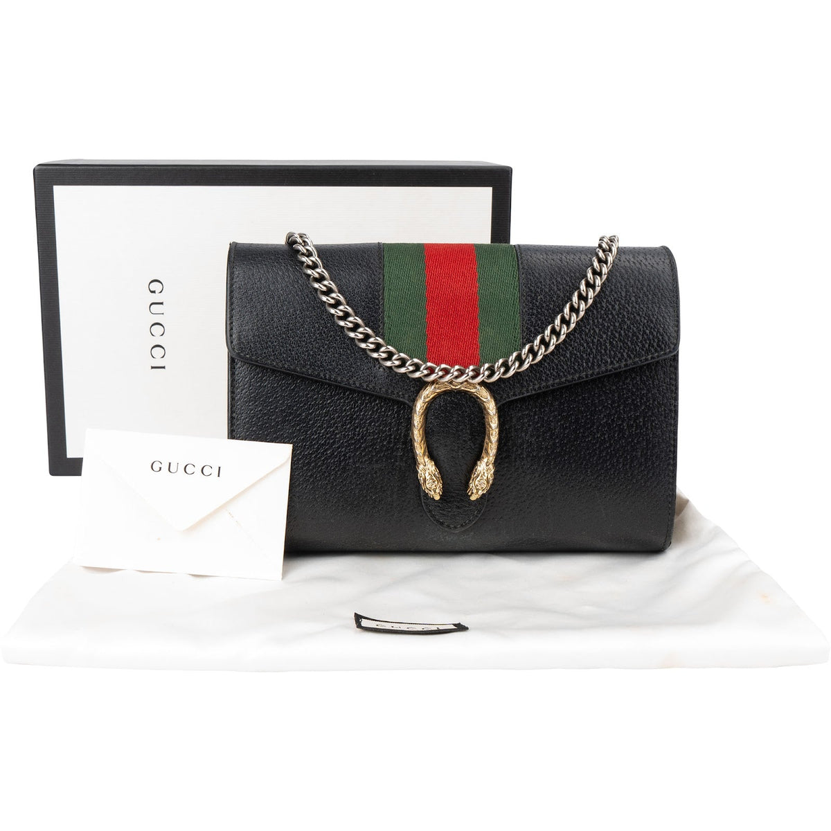 Sac bandoulière Gucci Dionysus en cuir avec portefeuille à chaîne et bande Web