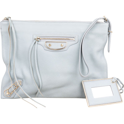 Balenciaga Light Pebbled City Clutch in Blau